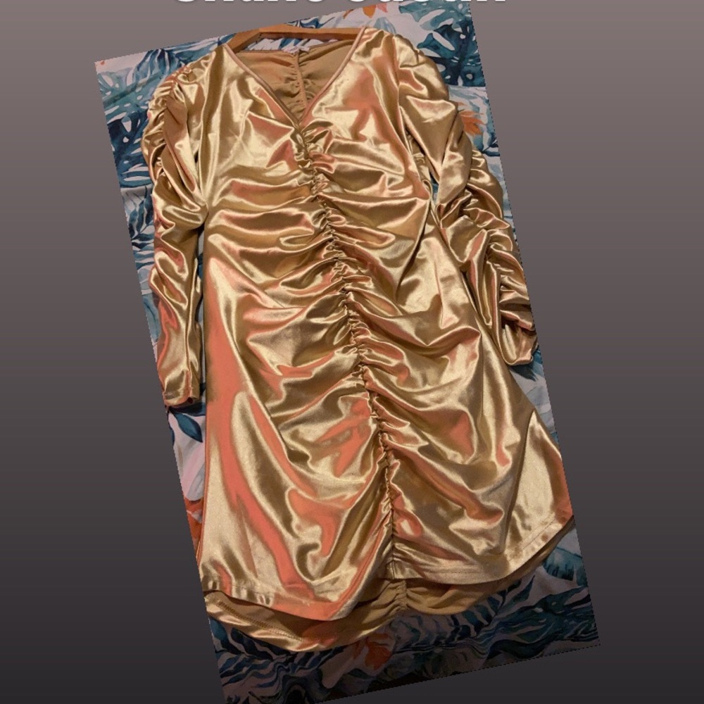 Shane Justin Champagne Gold fitted dress